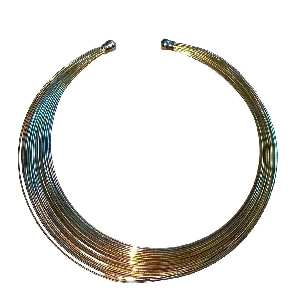 1960’s Mixed Metal Collar Choker Necklace - Picture 7 of 9